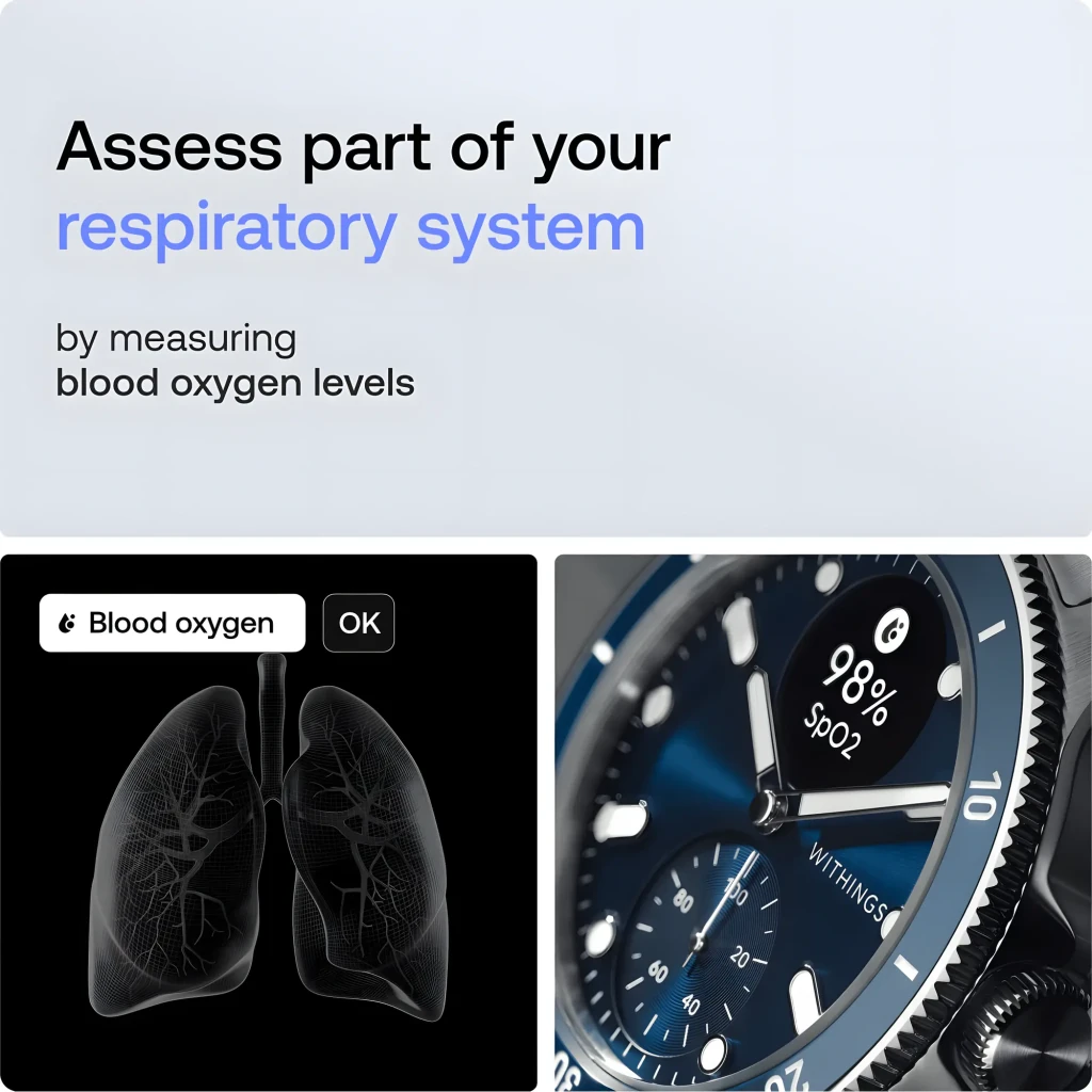 Withings ScanWatch Nova 42mm bleu, vue de face: cadran bleu avec lunette tournante, écran ECG actif et bracelet en acier - Ítem5