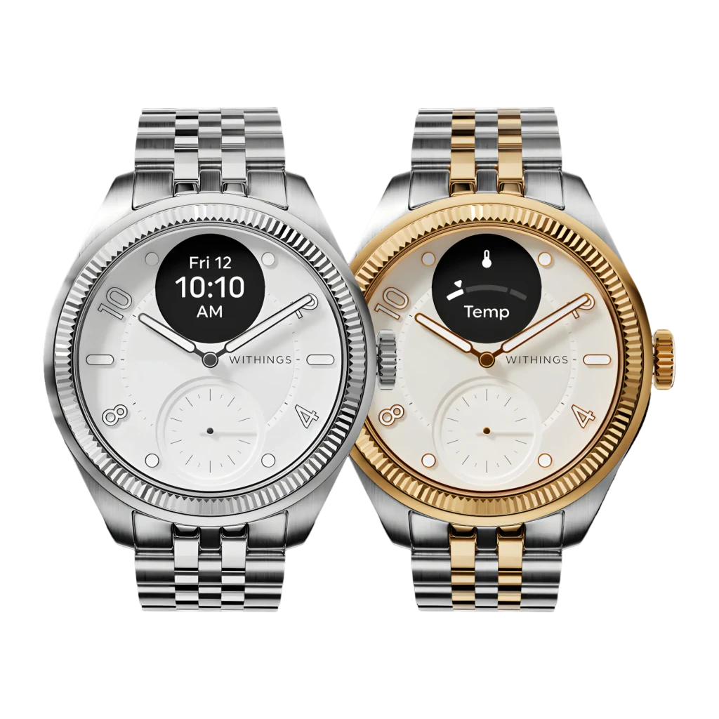 Withings ScanWatch Nova Brilliant 39mm Titanium Silver gris, vista lateral izquierda: pantalla OLED con sensor de - Ítem4