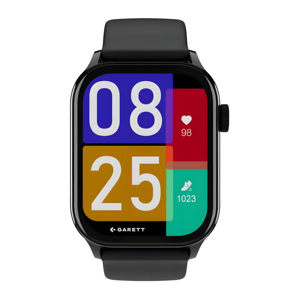Garett GRC Activity 3 SmartWatch negro, vista frontal izquierda: pantalla colorida con hora, frecuencia cardíaca y pasos, - Ítem2