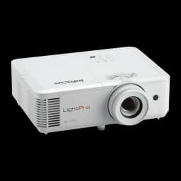 InFocus Orbital IN0061SL 4000lm Blanco, vista lateral derecha en ángulo: lente centrada, logo InFocus en tapa superior y