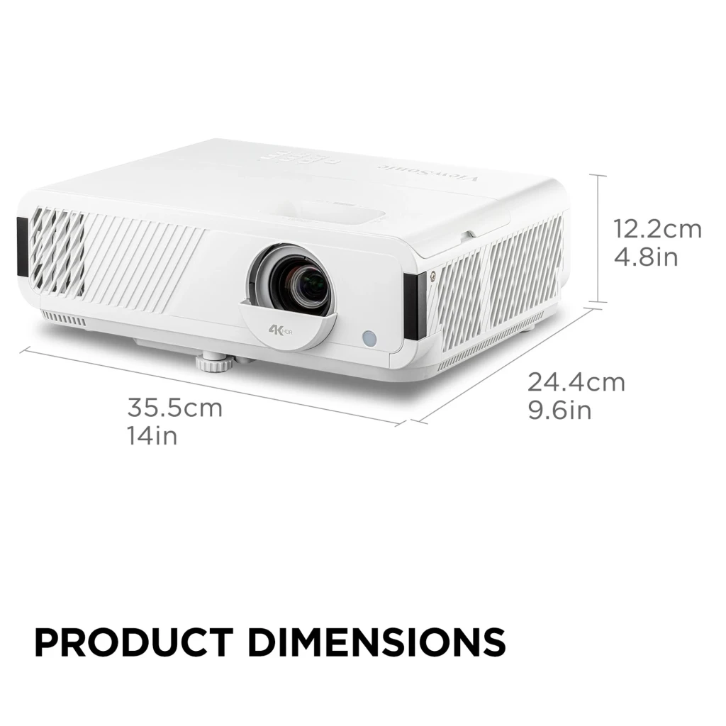 InFocus Orbital IN0061SL 4000lm Branco, vista frontal em ângulo: lente, grelha de ventilação, logo LightPro 4K UHD e painel - Item4