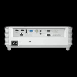 InFocus Proyector Vista IN0048ST Blanco, panel trasero: puertos HDMI, VGA, USB, RJ45, RS232, AC IN y logo DLP