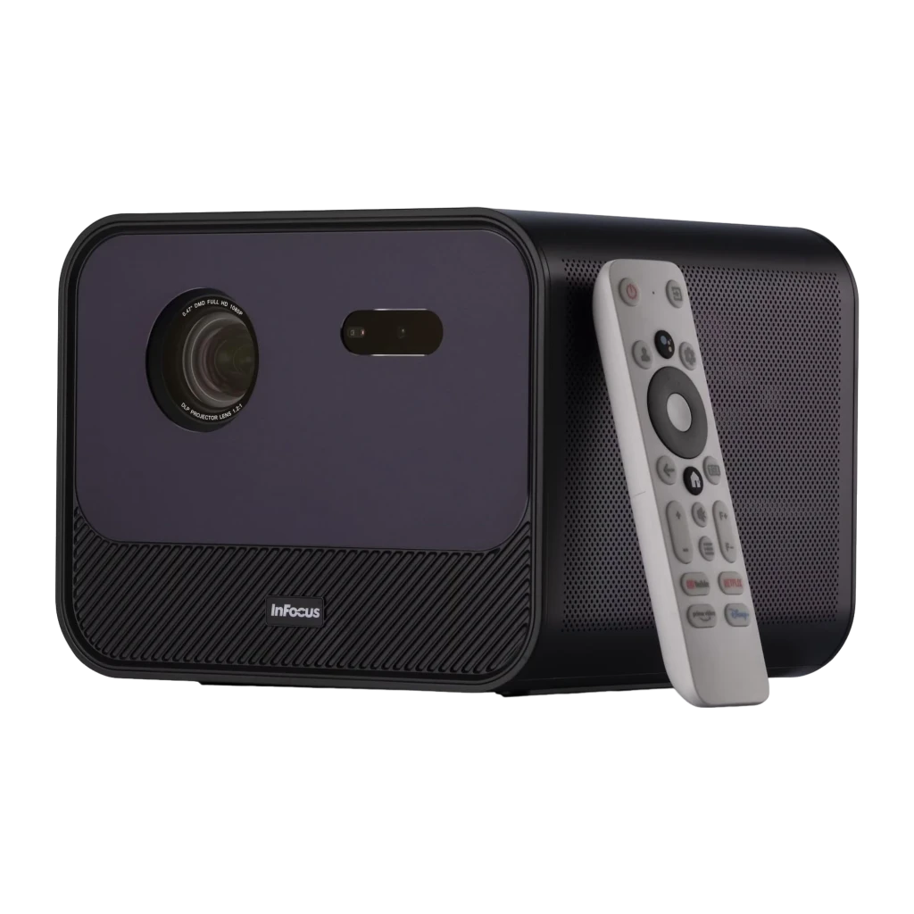 InFocus in3028sl Quantum LED Crusader Grandmaster 32GB Roxo meia-noite, vista frontal em ângulo: lente DLP, sensor e grade - Item4