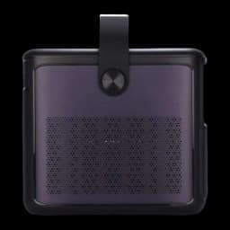 InFocus Crusader Challenger IN3008SL 32GB Midnight Purple, vista trasera: rejilla de altavoz púrpura, botón central y asa de