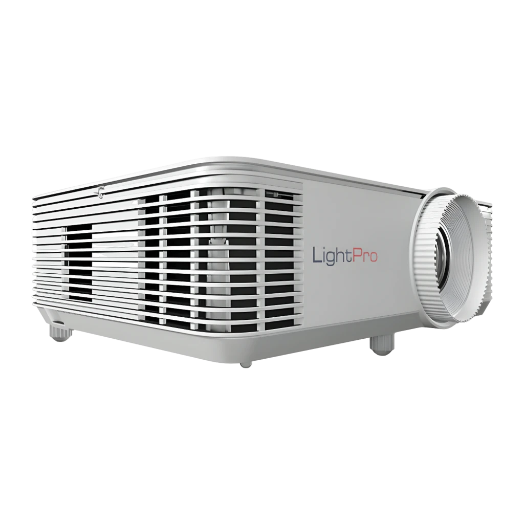 InFocus Genesis IV XGA 4000 Lúmens Branco, vista frontal: lente central, grades de ventilação e logo LightPro - Item3
