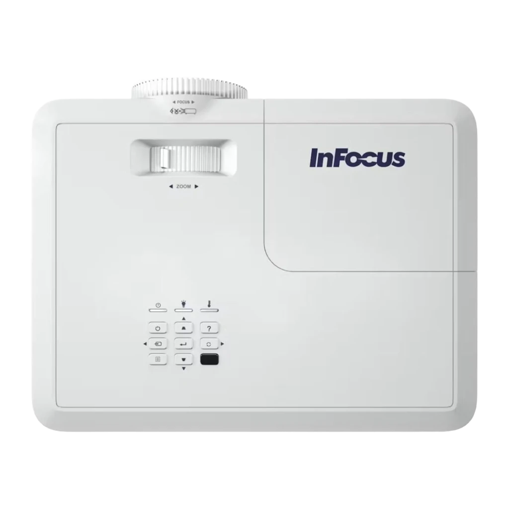 InFocus IN2006UT branco, vista frontal-superior: lente ultracurta, grades frontais e logótipo InFocus na carcaça - Item2