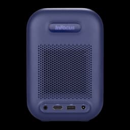 InFocus Apex Challenger IN3048SL 16GB azul, vista trasera: rejilla de altavoz, logo InFocus y puertos HDMI, USB y jack