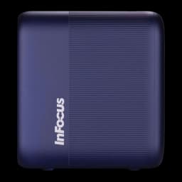 InFocus IN3058SL 16GB azul-cinza, vista traseira: painel liso com logótipo InFocus e textura estriada