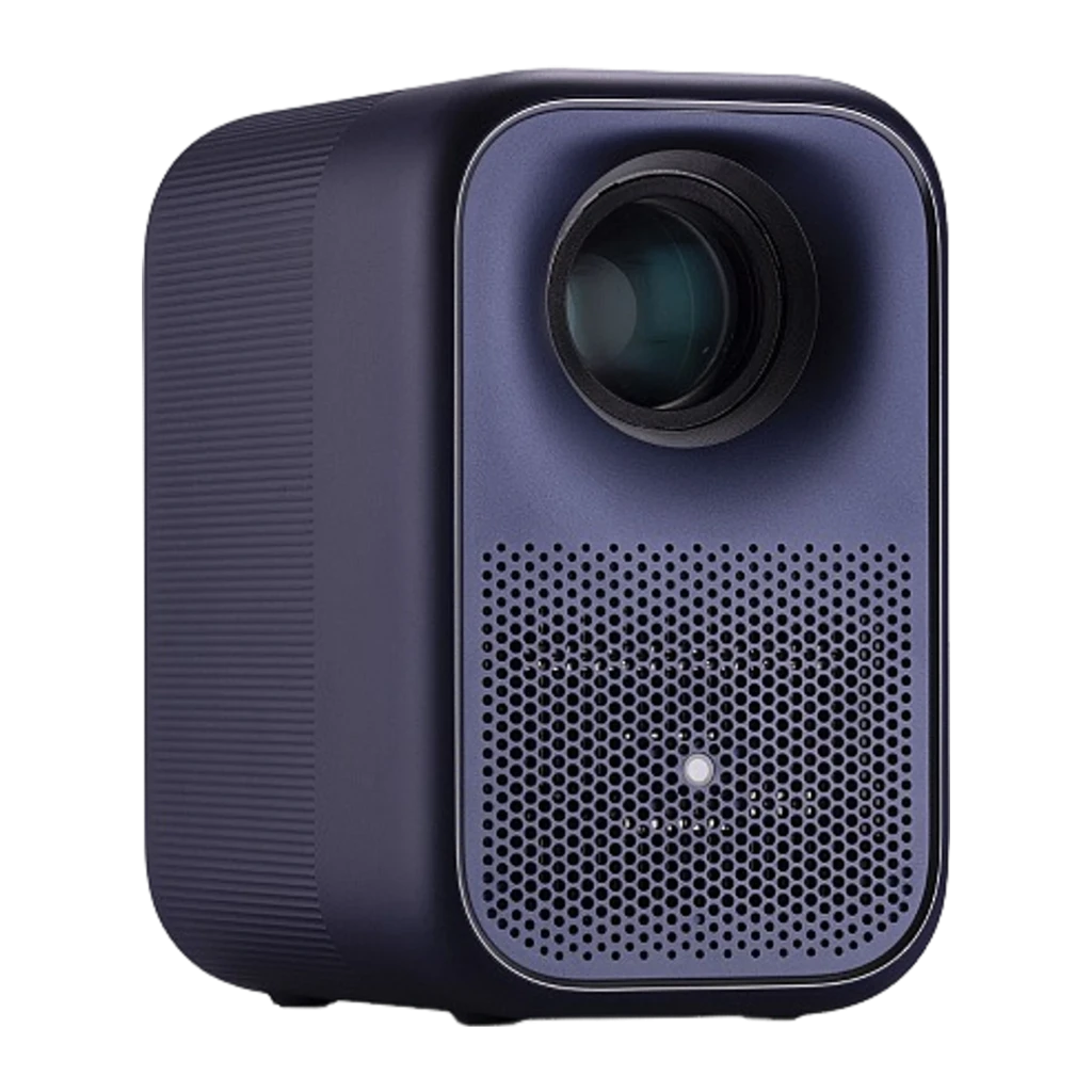 InFocus IN3058SL 16GB azul-cinza, kit com comando: projetor frontal com objetiva e grelha ao lado do comando branco - Item1