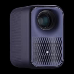 InFocus IN3058SL 16GB azul-cinza, vista frontal em ângulo: objetiva LCD, grelha de altifalante e lateral estriada