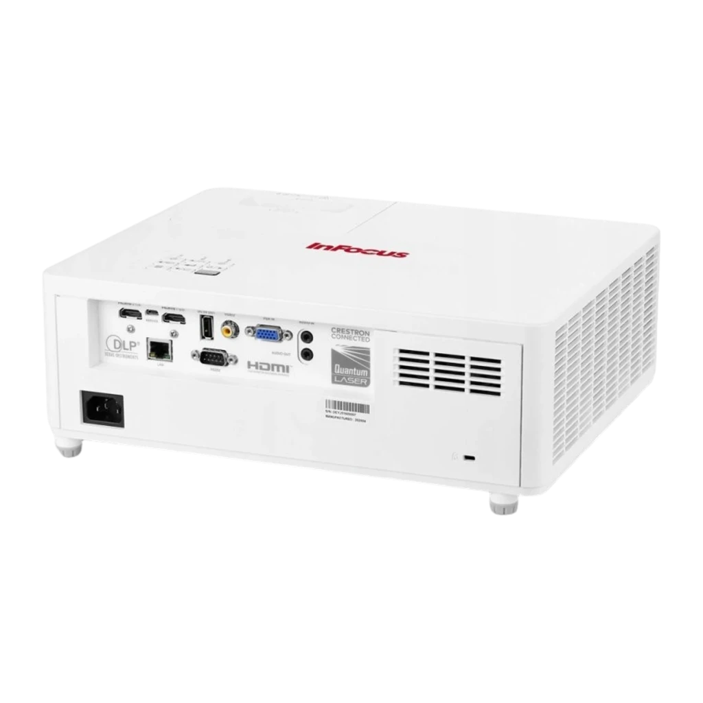 InFocus Projetor Certus in1089sl Branco, vista frontal lateral: lente, grade de ventilação e logo Sustainable Technology - Item1