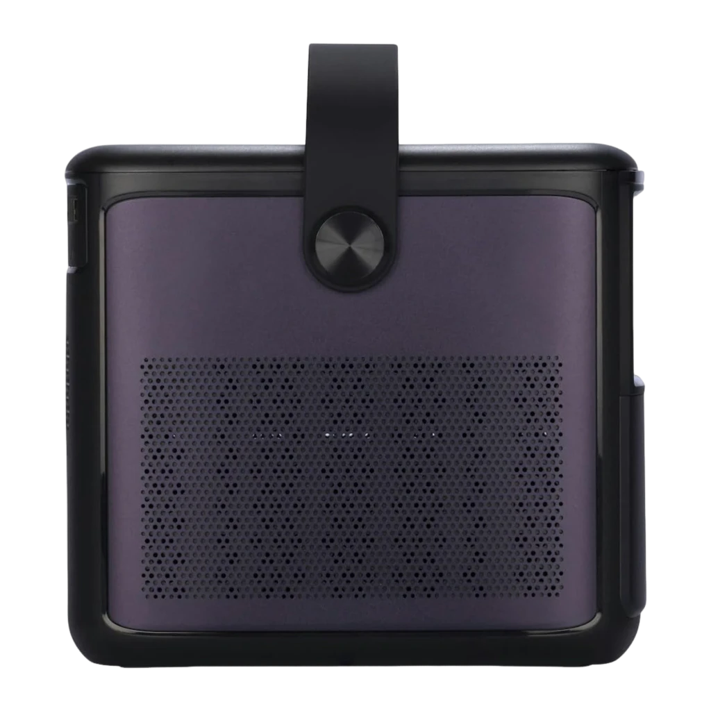 InFocus in3018sl Quantum LED Crusader Master 32GB Midnight Purple, vista frontal: lente com aro dourado, alça e painel - Item2