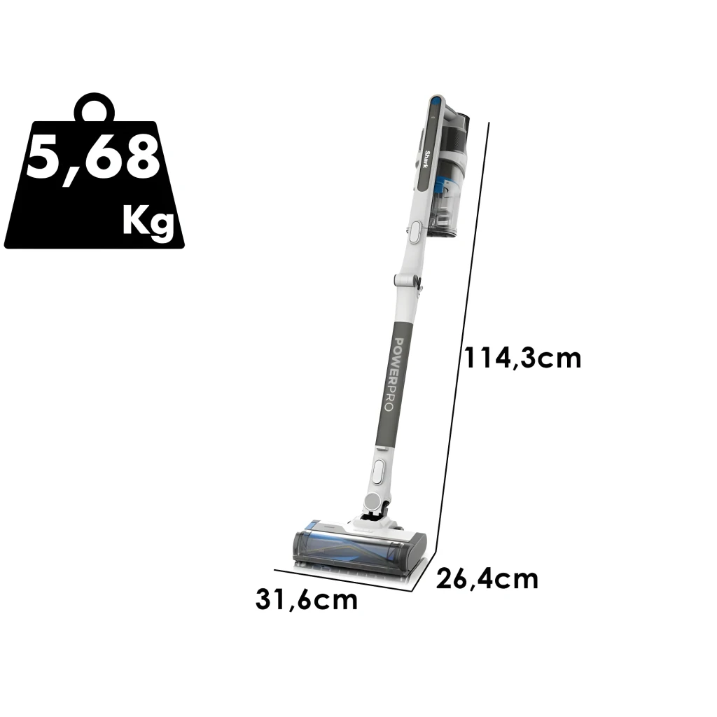 Shark PowerPro Pet IZ380EUT Aspirador escoba gris, vista accesorios: unidad principal en uso y 3 accesorios incluidos - Ítem3