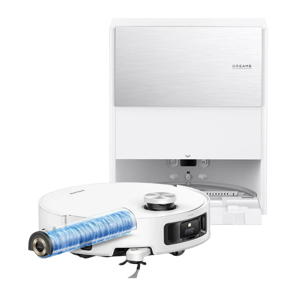 Dreame Robot Aspirateur Aqua 10 blanc, kit avec base: robot ancré dans la station de vidage automatique argentée - Ítem1