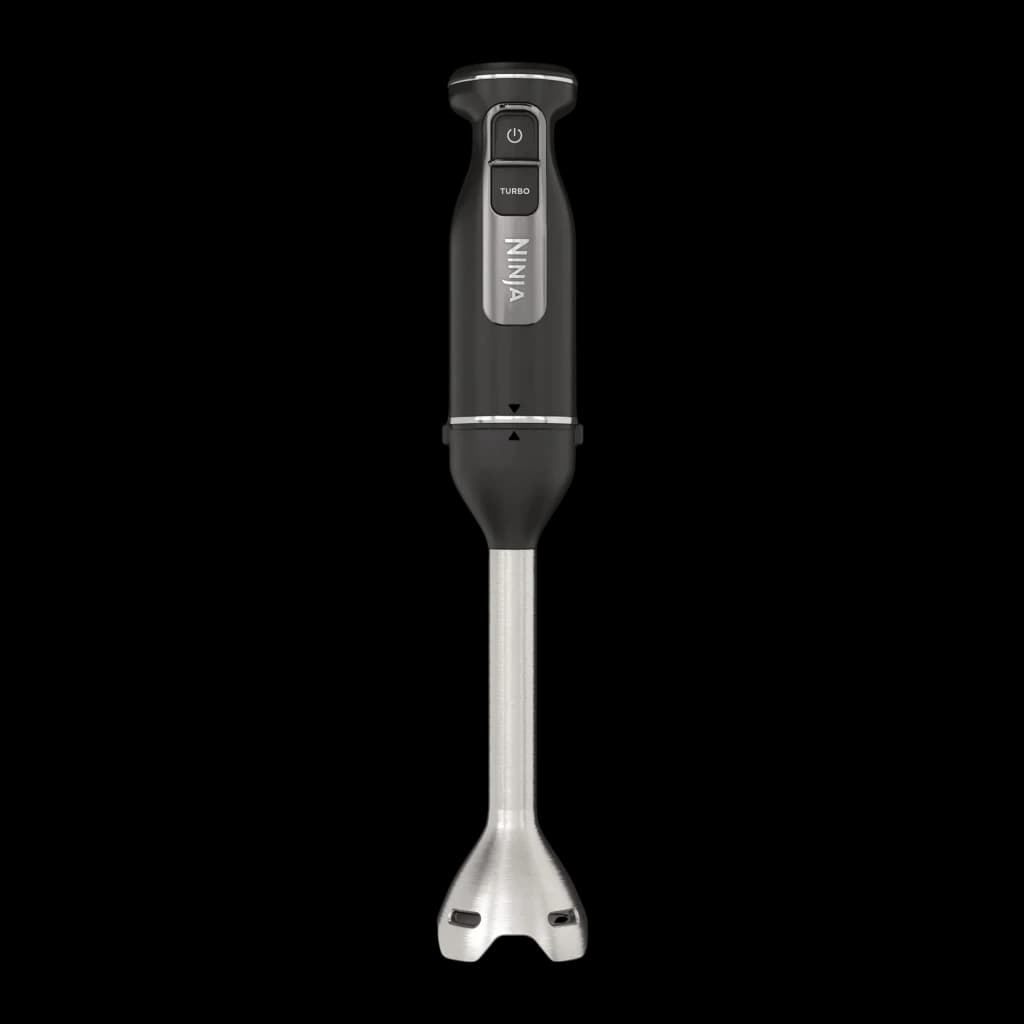 Ninja Foodi CI100EU Power Mixer noir, vue de face: bras mixeur seul avec tige en acier inoxydable et boutons power et turbo