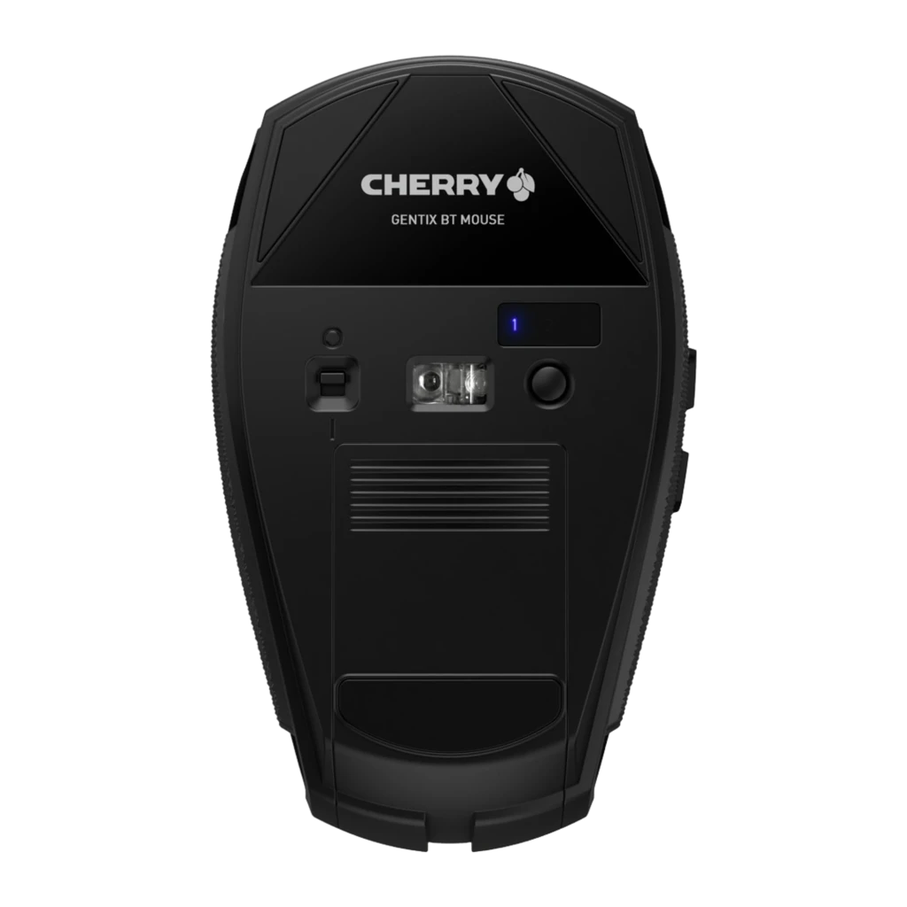 Cherry Rato Gentix BT Bluetooth preto, vista superior: roda com LED azul, botão DPI e logótipo CHERRY - Item2
