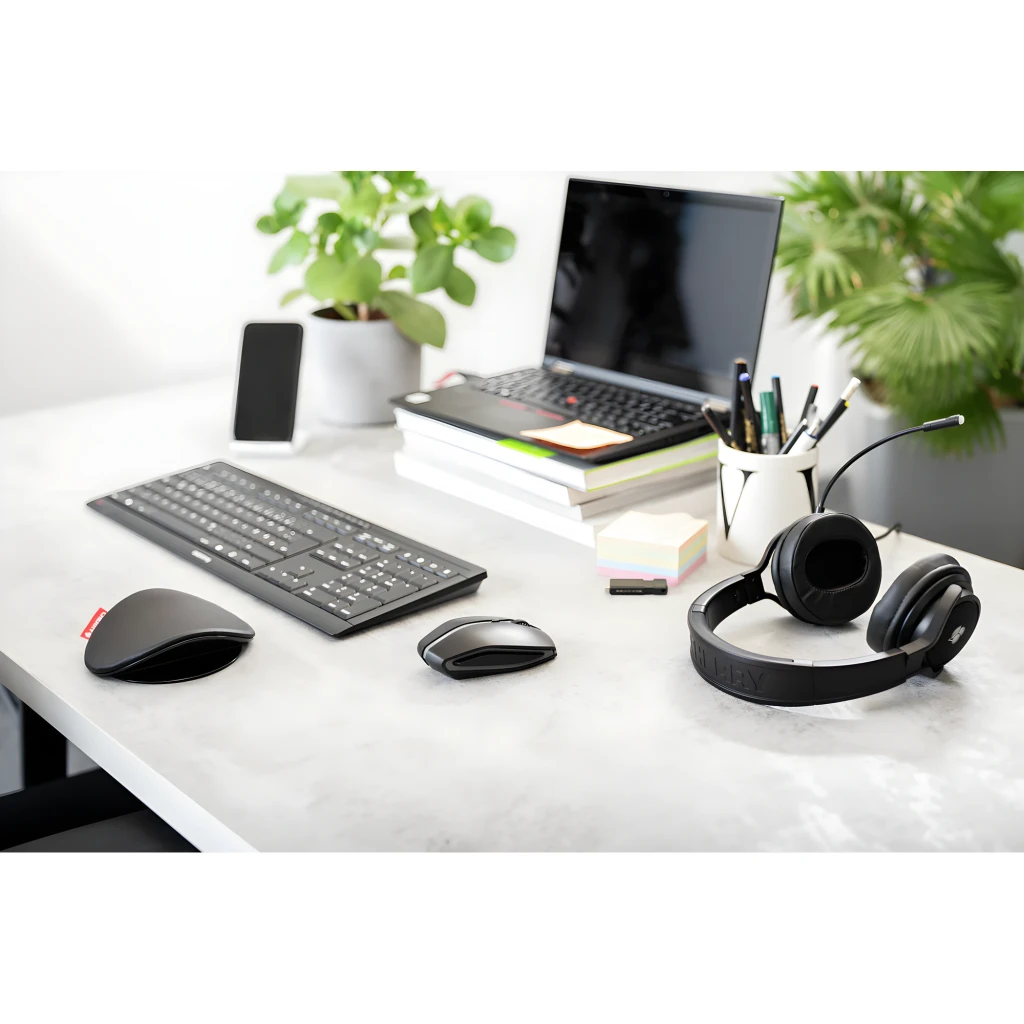 Cherry Rato Gentix BT Bluetooth preto, vista superior: roda com LED azul, botão DPI e logótipo CHERRY - Item7