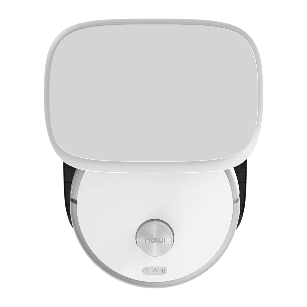 Imou Robô aspirador e esfregão RV3 branco, vista frontal: robô acoplado em base de esvaziamento automático branca com logo - Item2