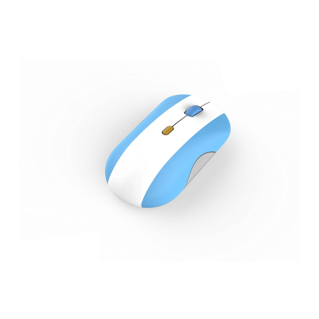 Lenovo 350 Mouse Bluetooth Silencioso Argentina, vista superior: design azul-claro e branco com scroll azul e botão dourado - Item1