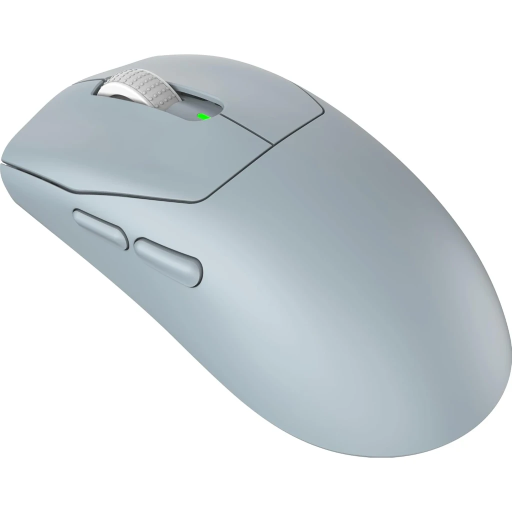 MSI Rato Forge GM340 Wireless Azul claro, vista superior: scroll texturizado, LED verde central e botões laterais visíveis - Item1