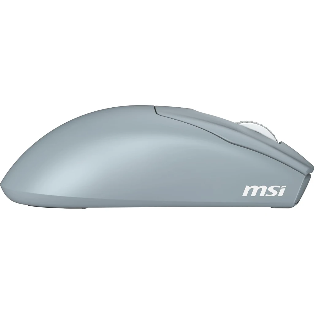MSI Rato Forge GM340 Wireless Azul claro, vista superior: scroll texturizado, LED verde central e botões laterais visíveis - Item6