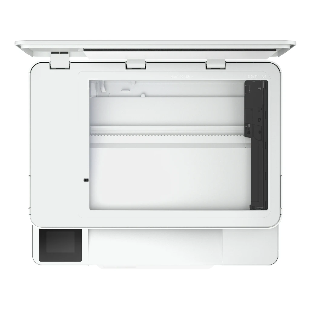 HP Impresora multifunción Envy 6110e blanca, vista frontal: tapa plana, panel de control con botones de colores y bandeja de - Ítem5