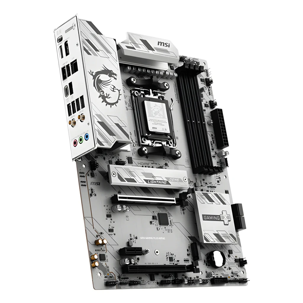 MSI B850 Gaming Plus WiFi Negro, kit con caja: placa base, caja retail con logo B850 y antena WiFi 6E incluida a la izquierda - Ítem3