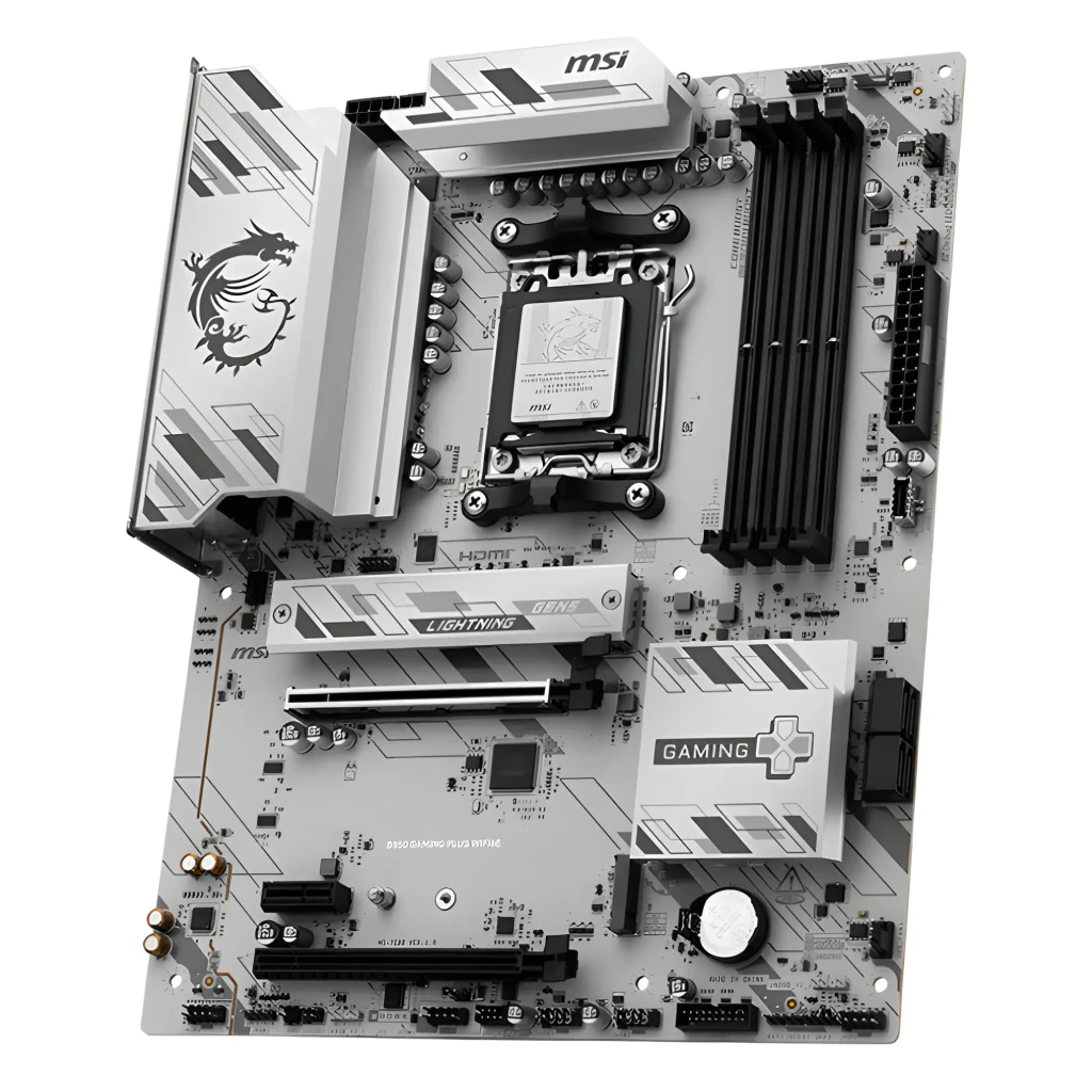MSI B850 Gaming Plus WiFi Negro, kit con caja: placa base, caja retail con logo B850 y antena WiFi 6E incluida a la izquierda - Ítem2