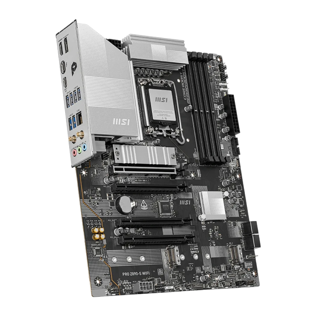 MSI PRO Z890-S WiFi Noir Argent, vue ensemble: carte mère ATX LGA1851 avec boîte et accessoires inclus - Ítem3