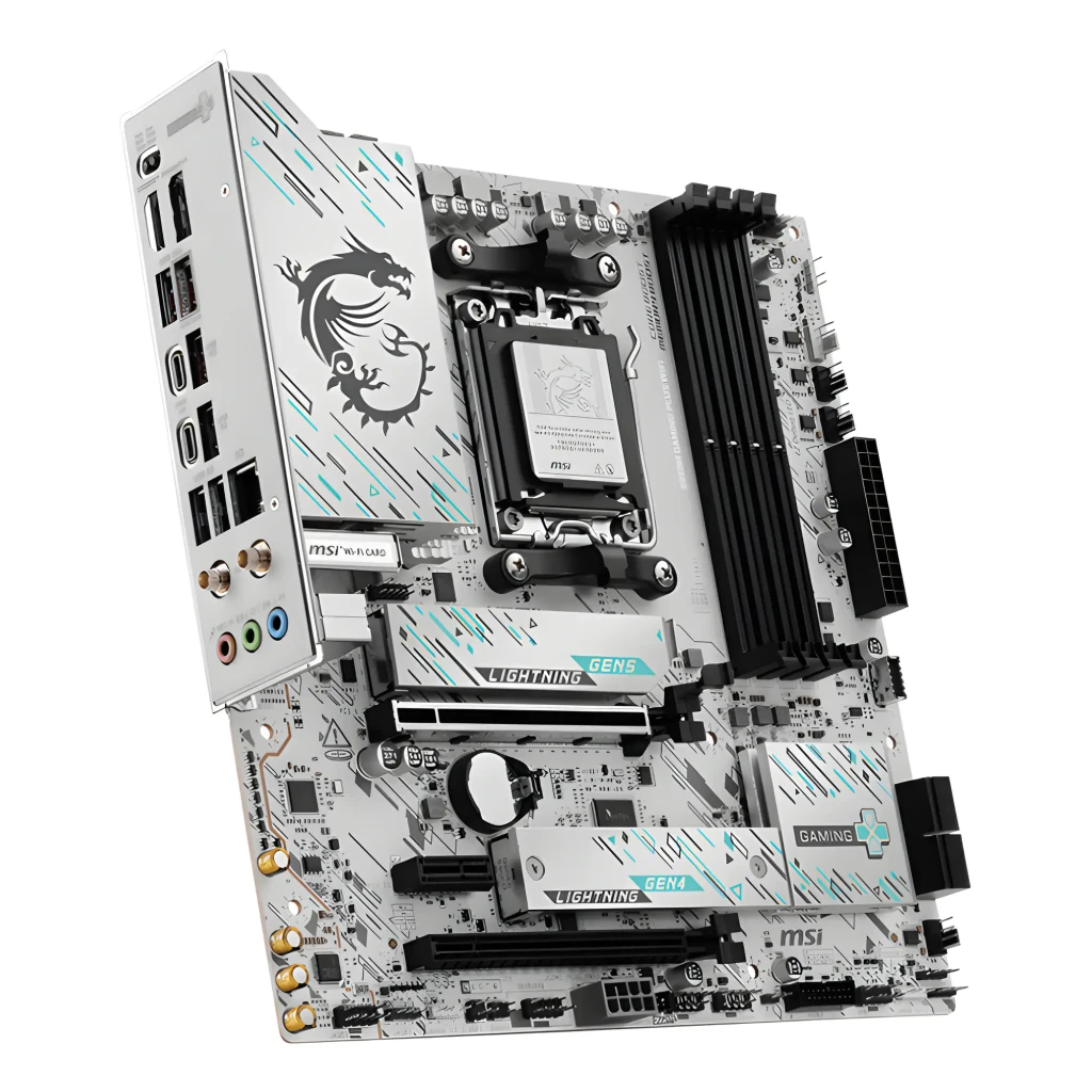 MSI B850M Gaming Plus WiFi noir, contenu boîte: carte mère blanche, boîte retail, antenne WiFi et câble - Ítem2