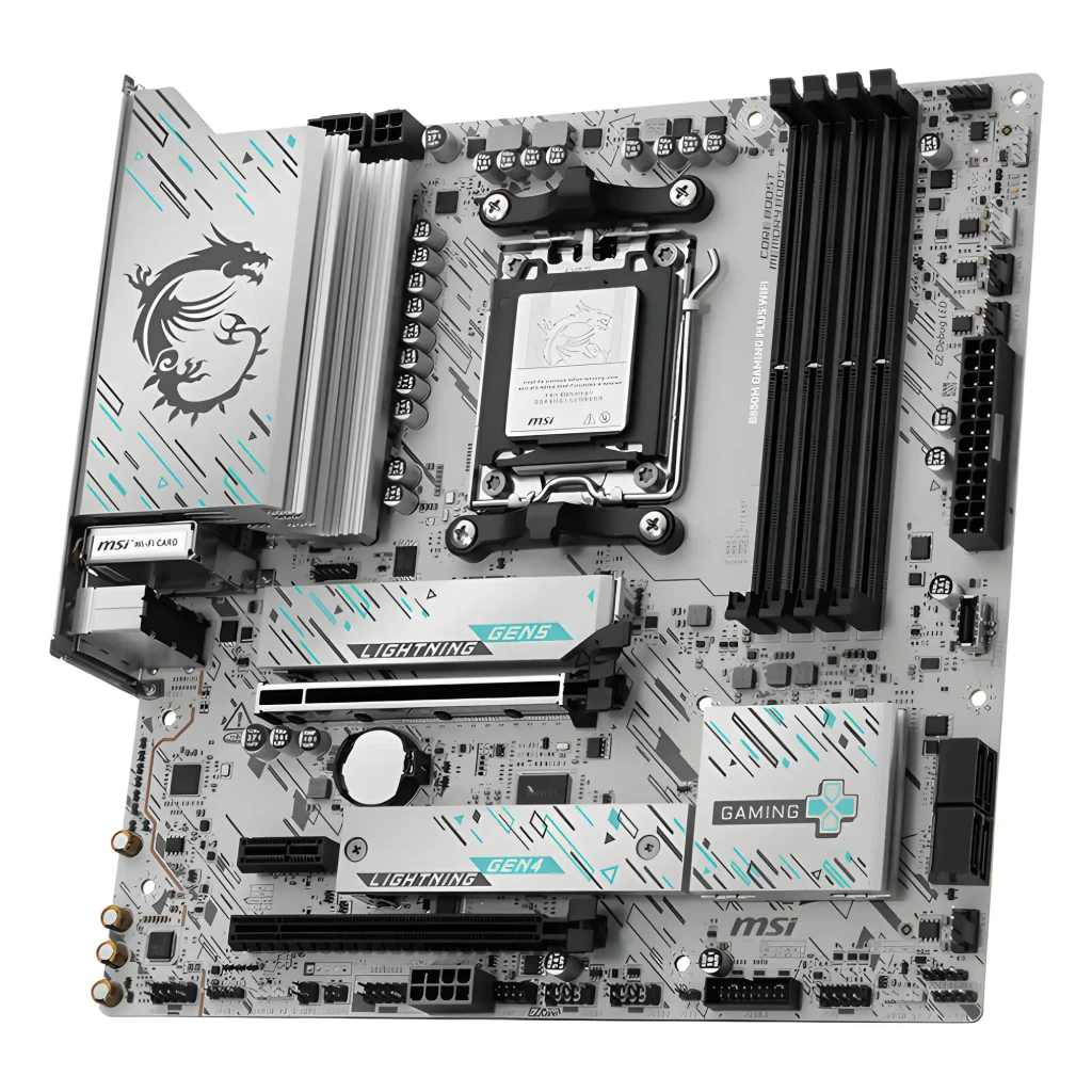MSI B850M Gaming Plus WiFi noir, contenu boîte: carte mère blanche, boîte retail, antenne WiFi et câble - Ítem3