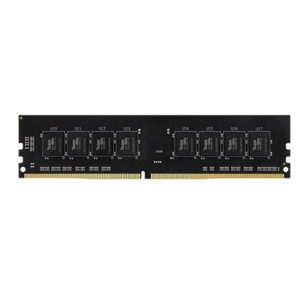 TeamGroup Elite 16GB DDR4 3200MHz noir, vue avant: PCB noir avec puces mémoire et étiquette de spécifications - Ítem1