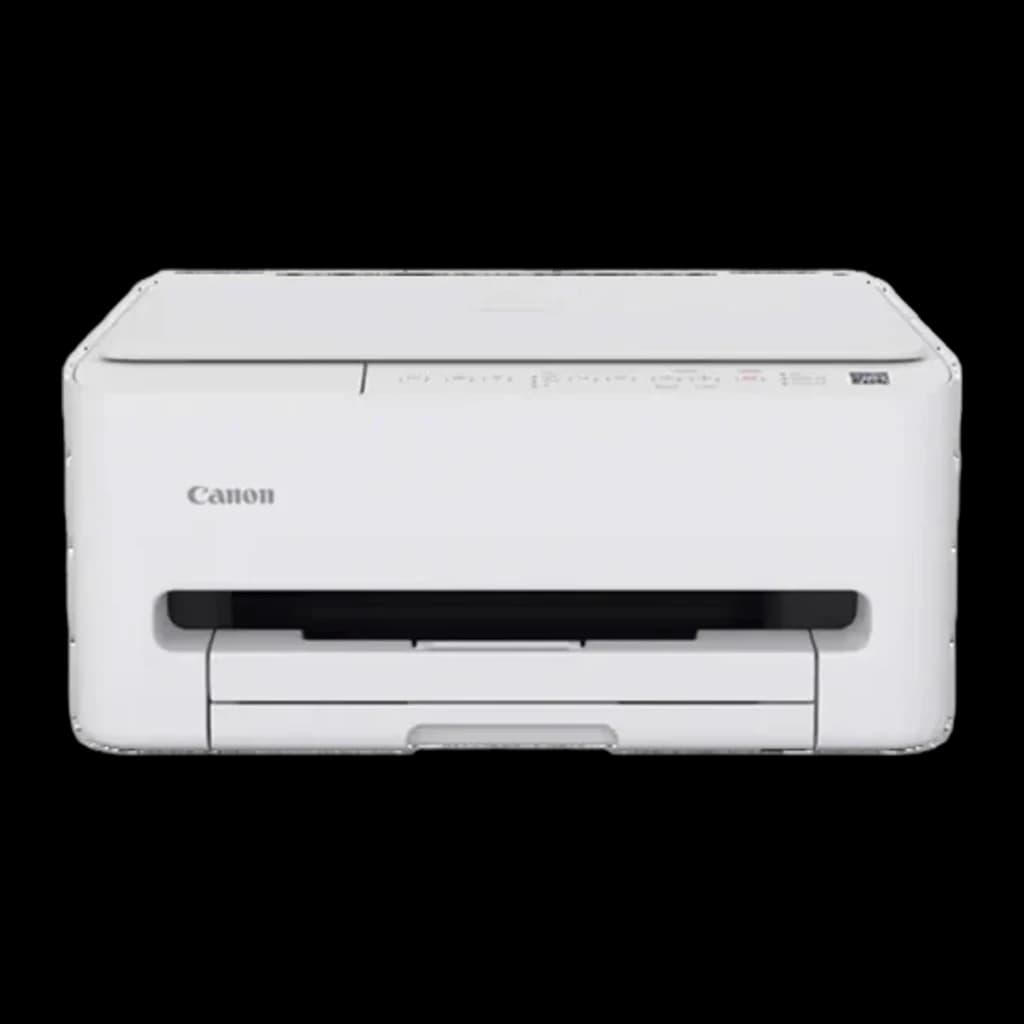Canon Pixma TS4150i blanco, vista frontal: cuerpo compacto, ranura de papel y panel de control superior