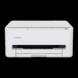 Canon Pixma TS4150i blanco, vista frontal: cuerpo compacto, ranura de papel y panel de control superior