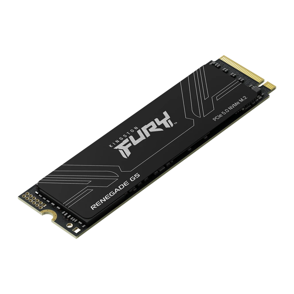 Kingston FURY Renegade G5 4TB preto, vista frontal: dissipador preto com logo FURY, texto PCIe 5.0 NVMe M.2 e conector - Item1