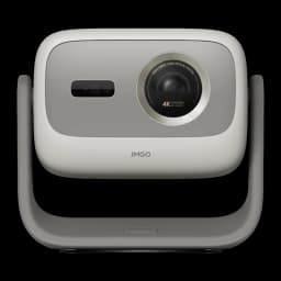 JMGO N3 4K Projector 32GB cinza, vista frontal: lente triplo laser 4K, sensor IR e logo JMGO sobre base giratória