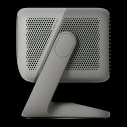 JMGO N3 4K Projector 32GB cinza, vista traseira: grelha de ventilação, suporte articulado e logo Matter Sound