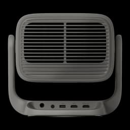 JMGO N3 4K Projetor 32GB cinza, vista traseira: grade de ventilação e portas USB, HDMI e HDMI eARC na base