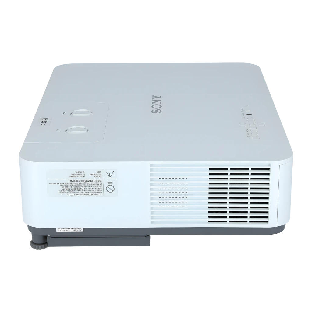 Sony VPL-PHZ51 5300lm branco, vista frontal: objetiva central, grelha de ventilação e pés reguláveis - Item3