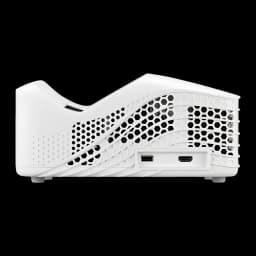 Acer Proyector HL1810U 3500lm 4K Blanco, lateral: rejillas hexagonales de ventilación y puertos USB y HDMI visibles