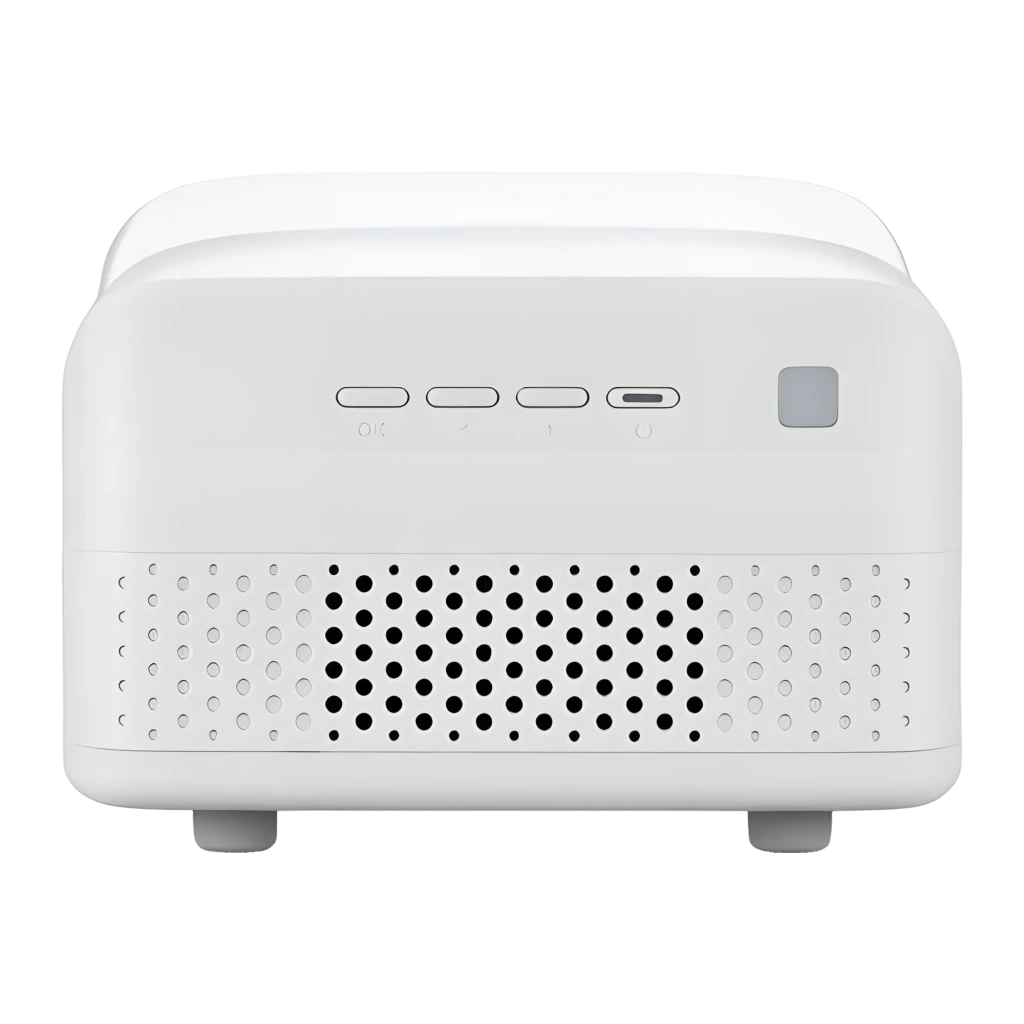 Acer Projetor HL1810U 3500lm 4K Branco, vista superior diagonal: lente ativa, grades de ventilação onduladas e corpo compacto - Item4