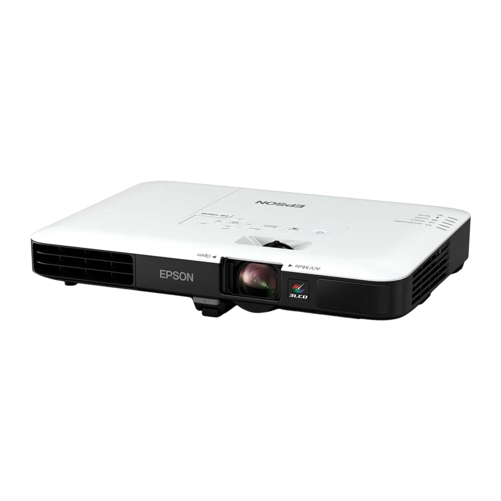 Epson Proyector EB-1780W WXGA blanco y negro, vista frontal: lente central, rejilla de ventilación y panel de controles - Ítem1