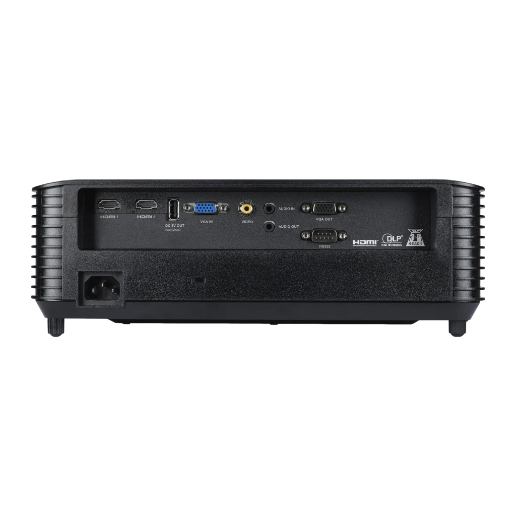 Acer Proyector MR.JXE11.001 4800lm negro, vista frontal: objetivo iluminado, rejillas laterales y logo Acer centrado - Ítem3