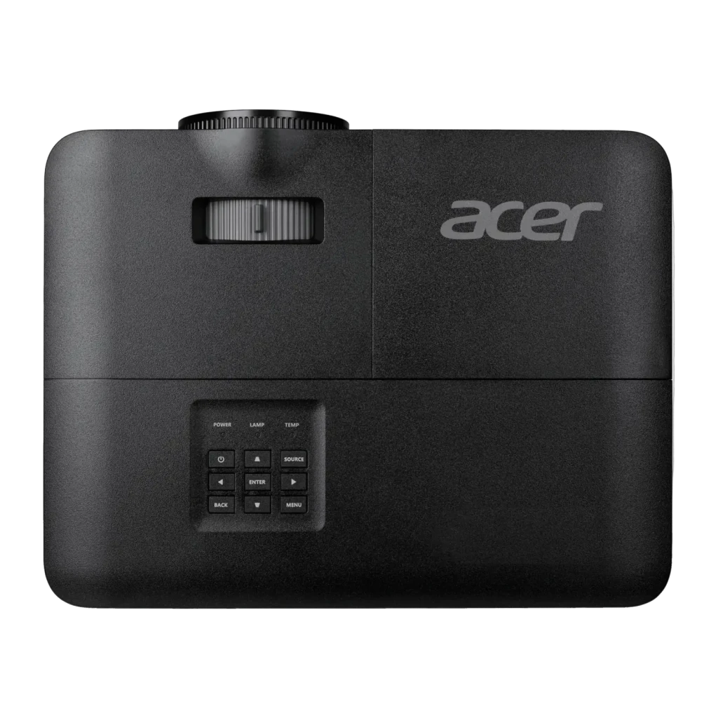 Acer Proyector MR.JXE11.001 4800lm negro, vista frontal: objetivo iluminado, rejillas laterales y logo Acer centrado - Ítem4