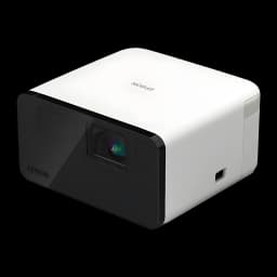 Epson Projecteur EF-21G 3LCD 1080p Noir, vue en perspective: façade noire avec objectif et côté blanc avec logo Epson