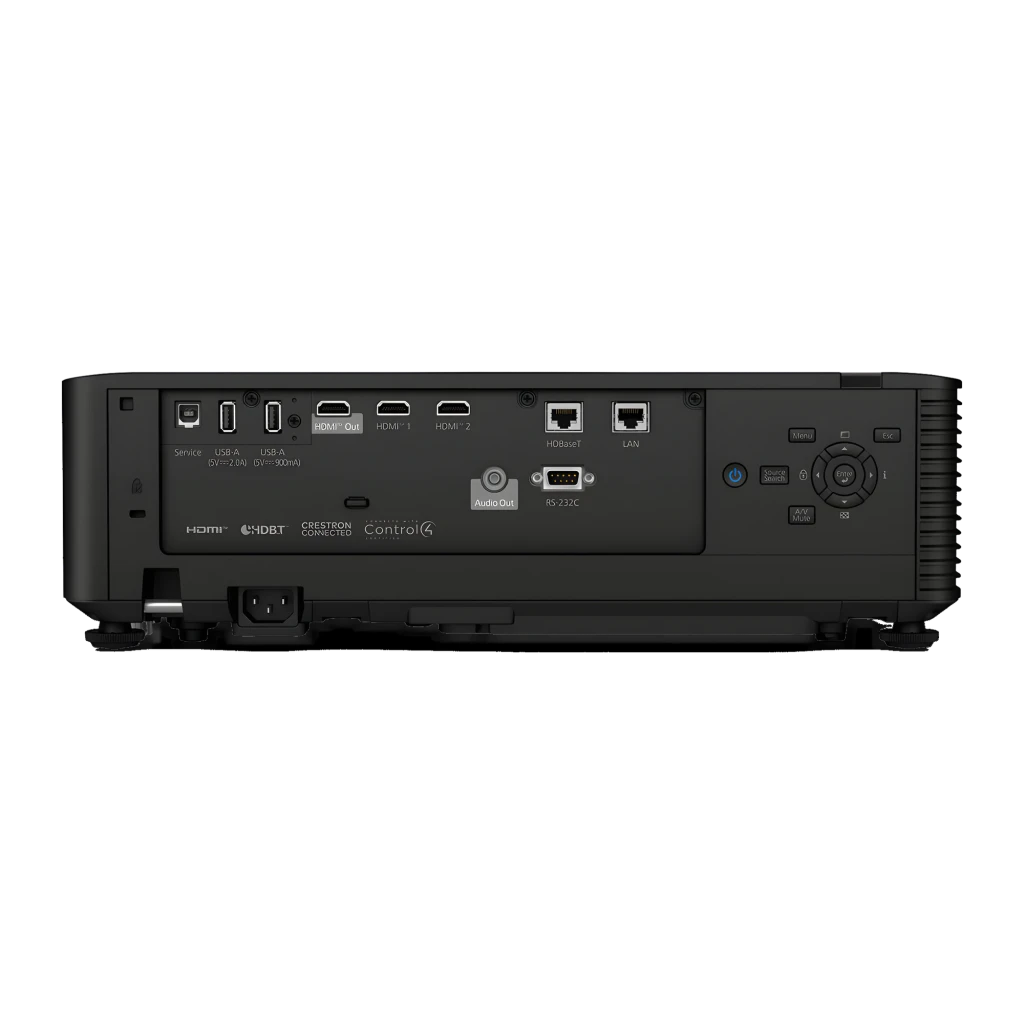 Epson EB-L795SE 7000 lúmenes negro, vista lateral: objetivo grande con reflejos iridiscentes y rejillas de ventilación - Ítem5