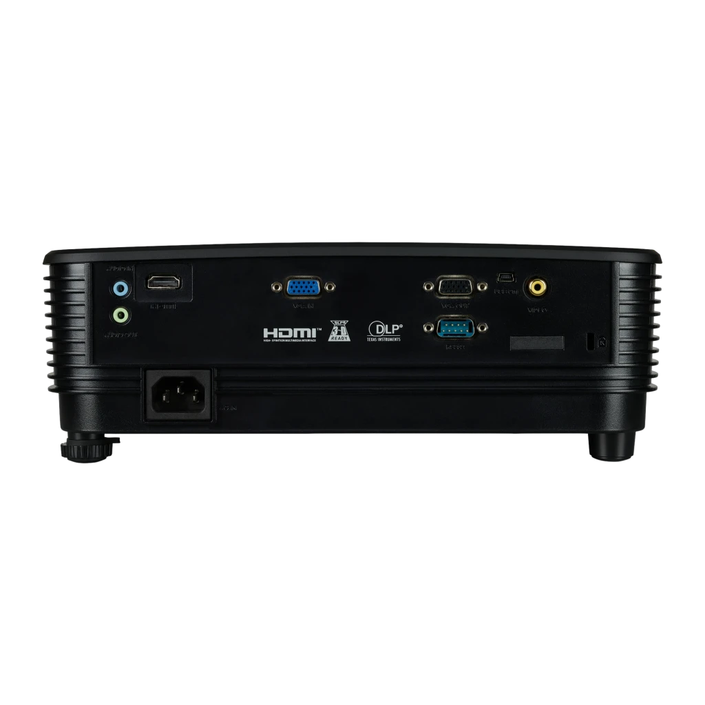 Acer Proyector X1229 4800lm DLP XGA 3D negro, vista frontal lateral: lente encendida con haz de luz azul brillante - Ítem3