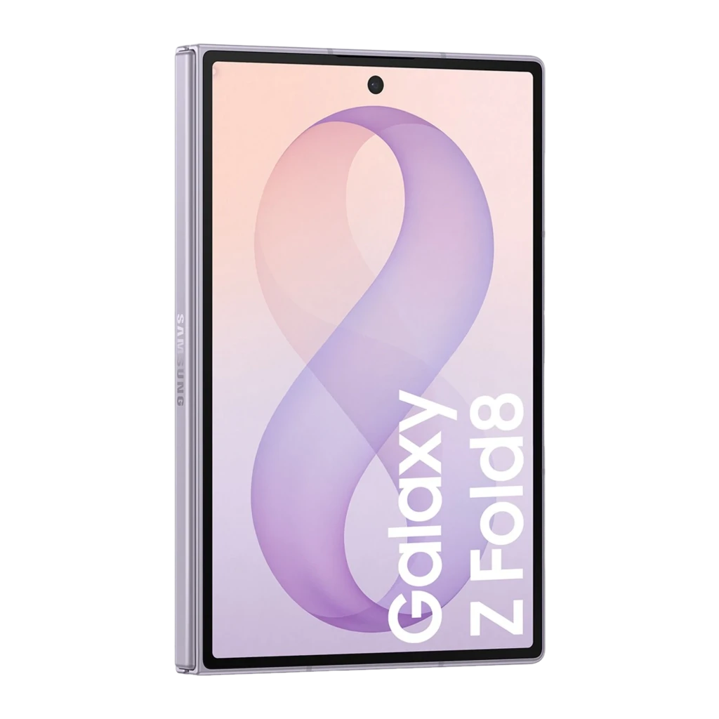 Samsung Galaxy Z Fold8 5G 1TB roxo, vista aberta frontal e traseira: módulo de câmeras oval e ecrã interior ligado - Item4