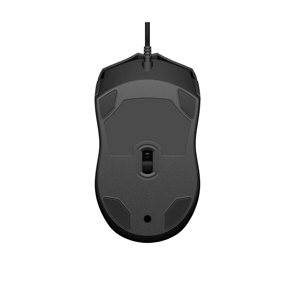 HP Souris filaire 100 noir, vue du dessus: molette, boutons et logo HP visibles - Ítem3