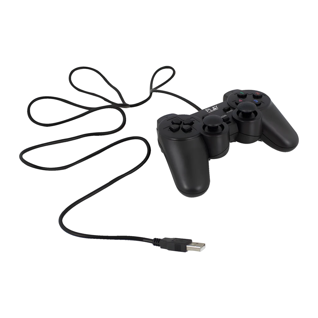 Ewent Manette Play PL3330 Noir USB 2.0, vue de face: croix directionnelle, joysticks analogiques, boutons colorés 1-4 et - Ítem1